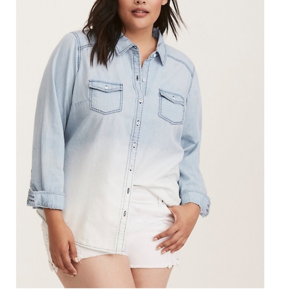 torrid Tops - Torrid long sleeve ombre denim button down